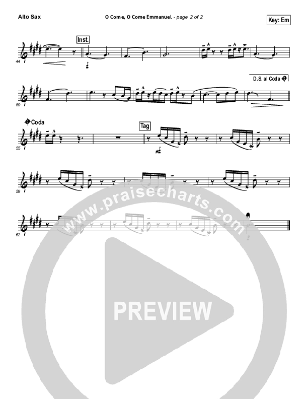 O Come O Come Emmanuel Alto Sax (Big Daddy Weave)