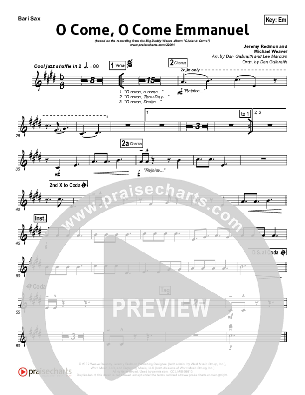 O Come O Come Emmanuel Bari Sax (Big Daddy Weave)