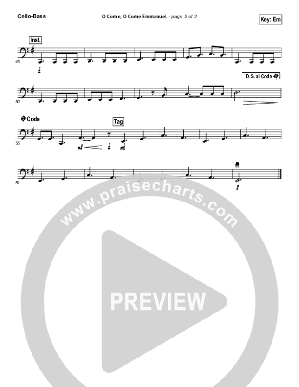 O Come O Come Emmanuel Cello/Bass (Big Daddy Weave)
