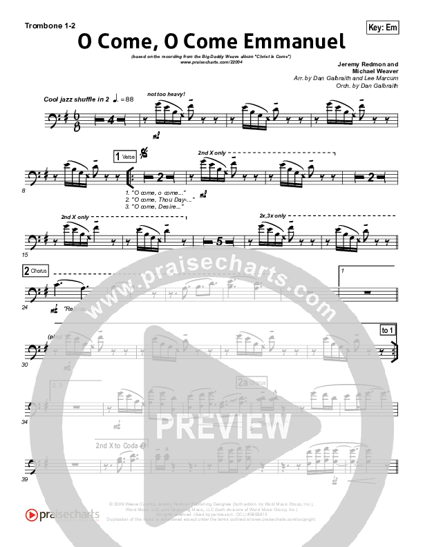 O Come O Come Emmanuel Trombone 1/2 (Big Daddy Weave)