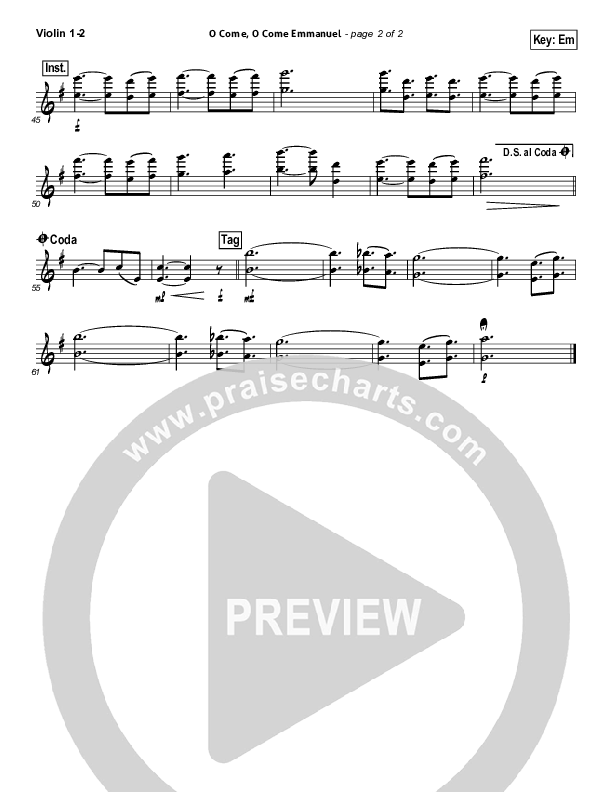 O Come O Come Emmanuel Violin 1/2 (Big Daddy Weave)