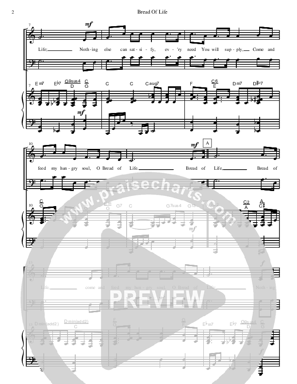 Bread Of Life Piano/Vocal (SATB) (David Arivett)