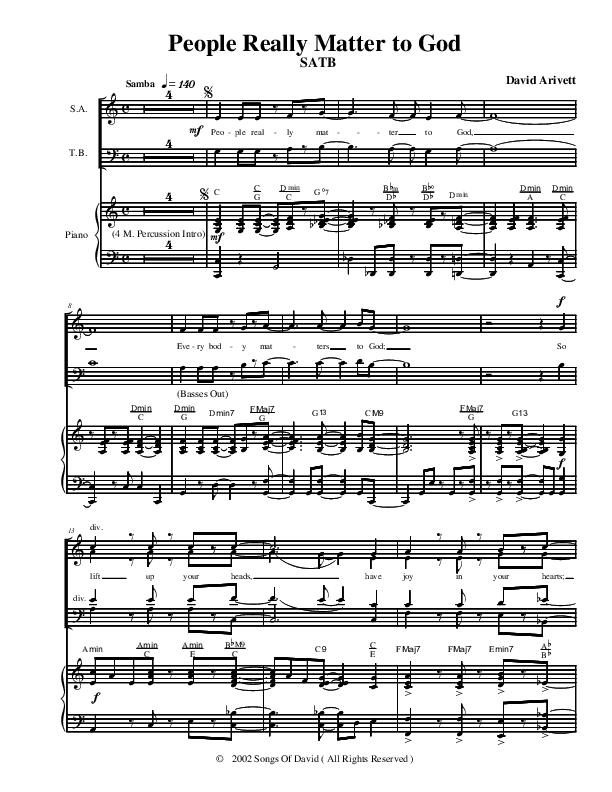 People Really Matter To God Piano/Vocal (SATB) (David Arivett)