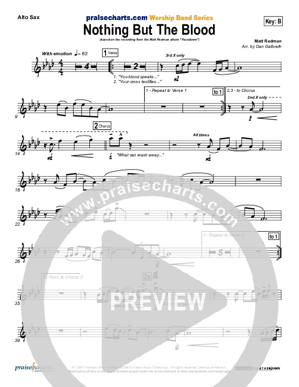 Nothing But The Blood Alto Sax (Matt Redman)