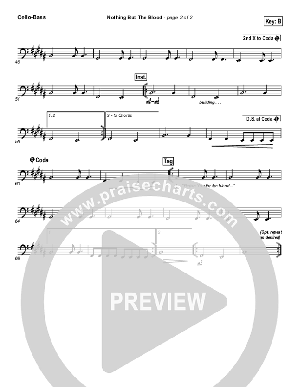 Nothing But The Blood Cello/Bass (Matt Redman)