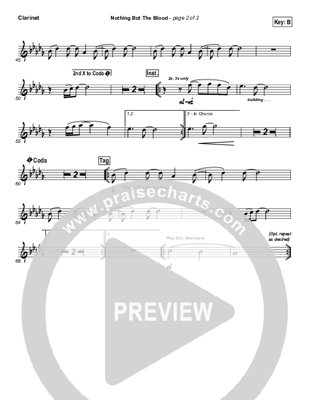 Nothing But The Blood Clarinet (Matt Redman)