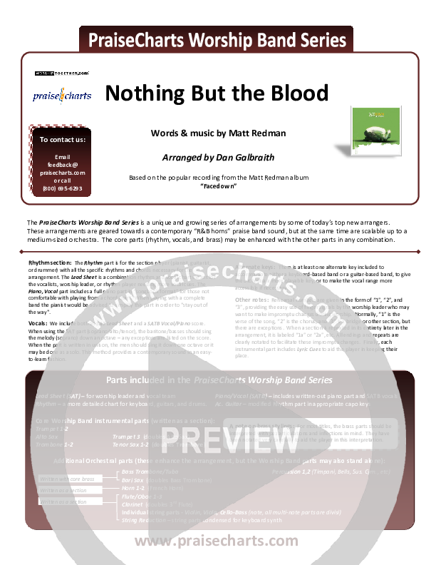 Nothing But The Blood Cover Sheet (Matt Redman)