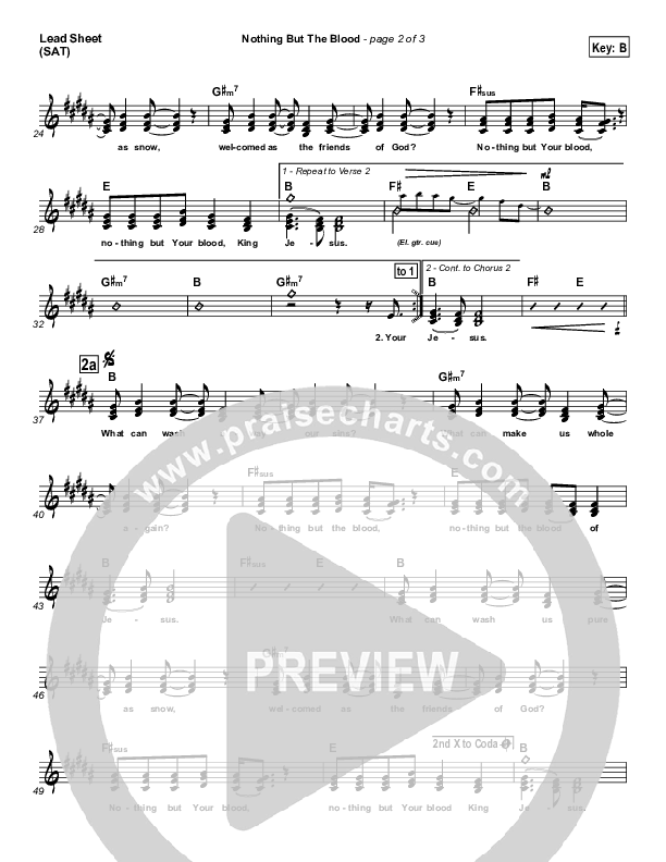 Nothing But The Blood Lead Sheet (Matt Redman)