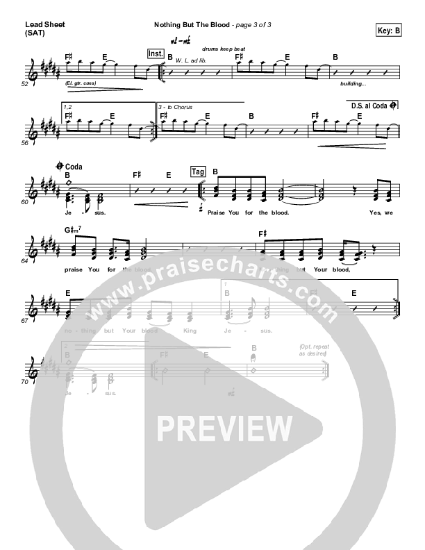 Nothing But The Blood Lead Sheet (Matt Redman)