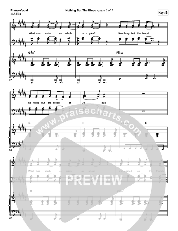 Nothing But The Blood Piano/Vocal (SATB) (Matt Redman)