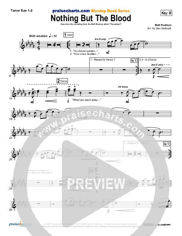 Nothing But The Blood Tenor Sax 1/2 (Matt Redman)