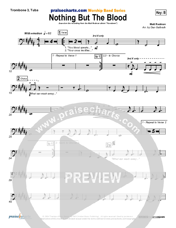 Nothing But The Blood Trombone 3/Tuba (Matt Redman)