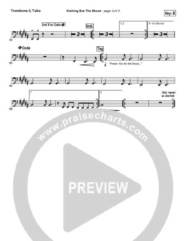 Nothing But The Blood Trombone 3/Tuba (Matt Redman)