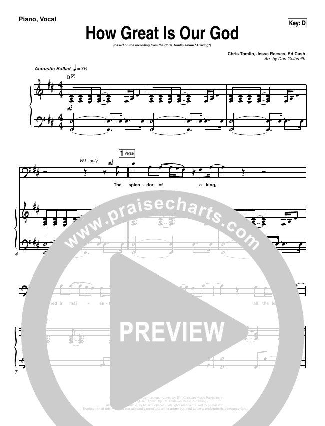 How Great Is Our God Sheet Music PDF (Chris Tomlin) - PraiseCharts