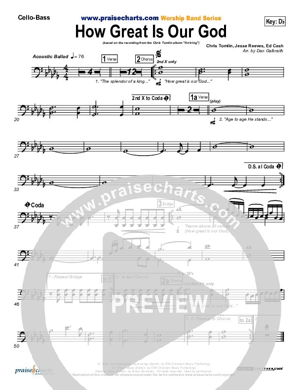 How Great Is Our God Cello/Bass (Chris Tomlin)