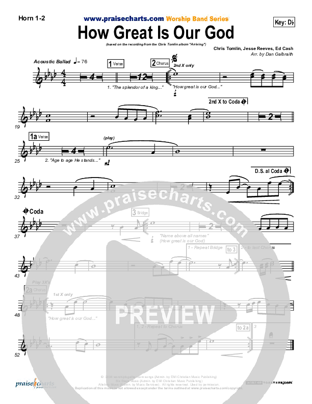 How Great Is Our God French Horn 1,2 (Chris Tomlin)