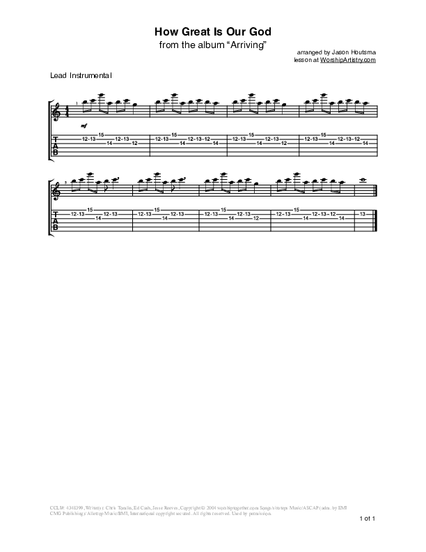 How Great Is Our God Guitar Tab (Chris Tomlin)