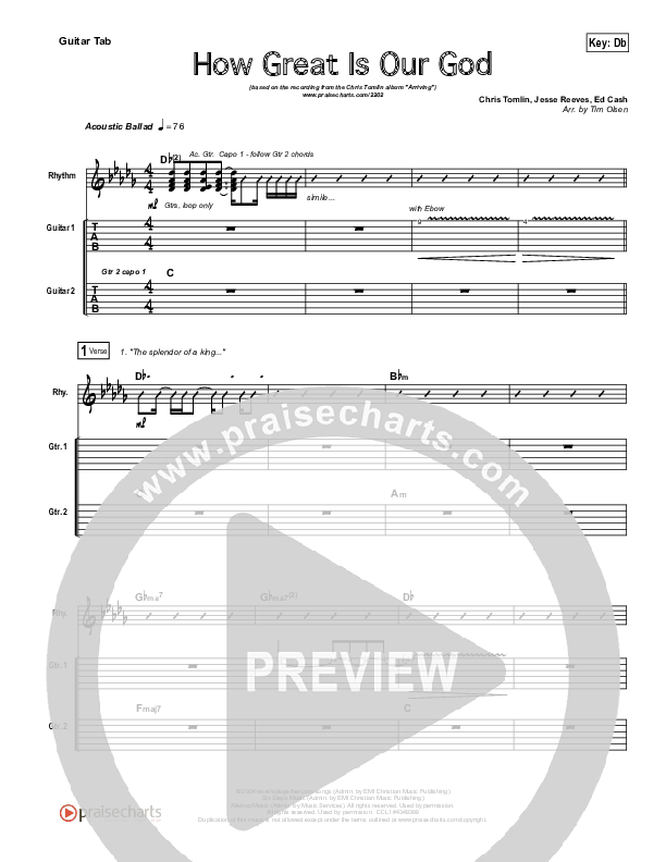 How Great Is Our God Guitar Tab (Chris Tomlin)