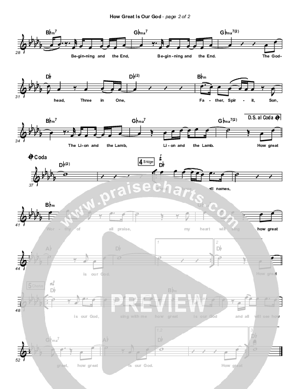 How Great Is Our God Lead Sheet (Melody) (Chris Tomlin)