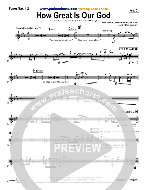How Great Is Our God Tenor Sax 1,2 (Chris Tomlin)
