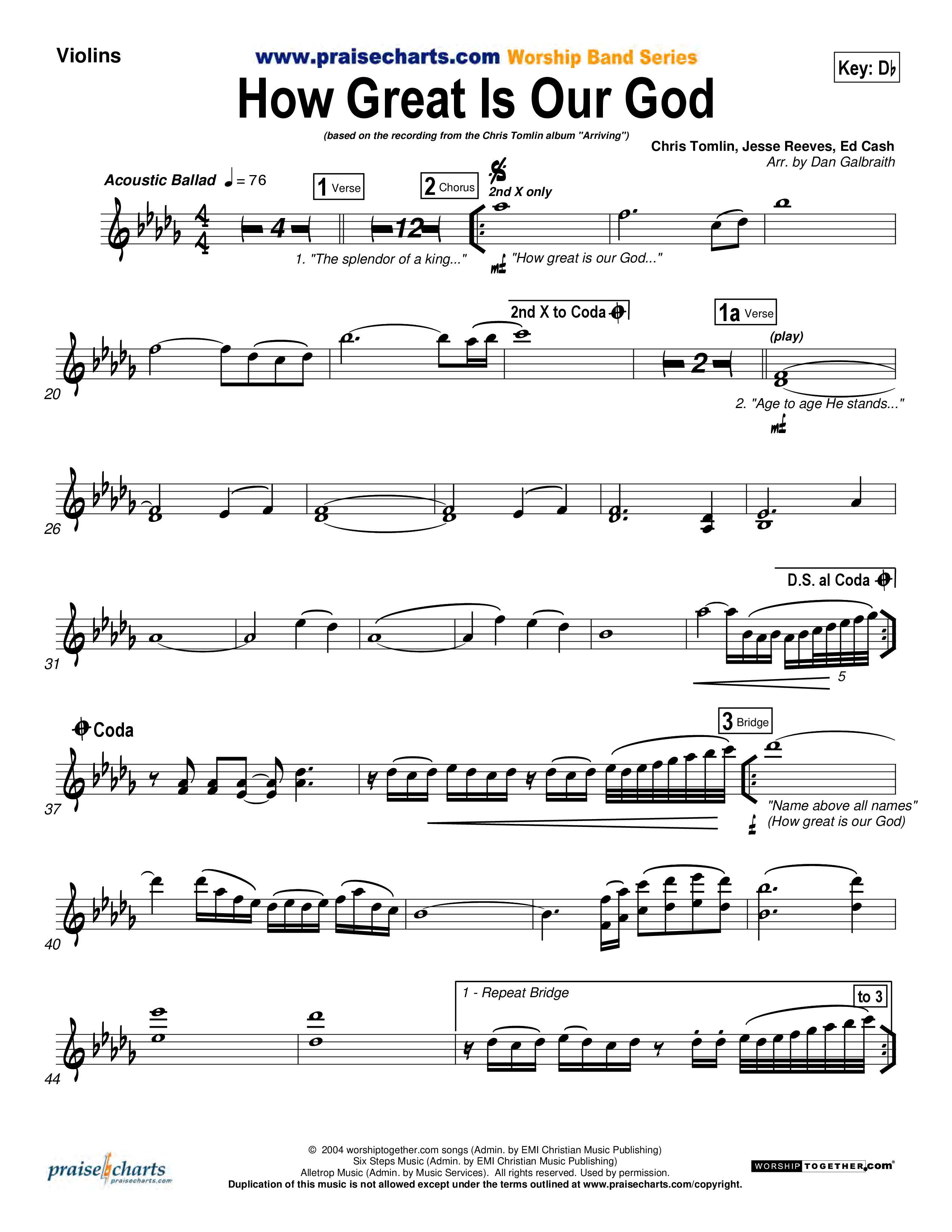 How Great Is Our God Violin 1 (Chris Tomlin)