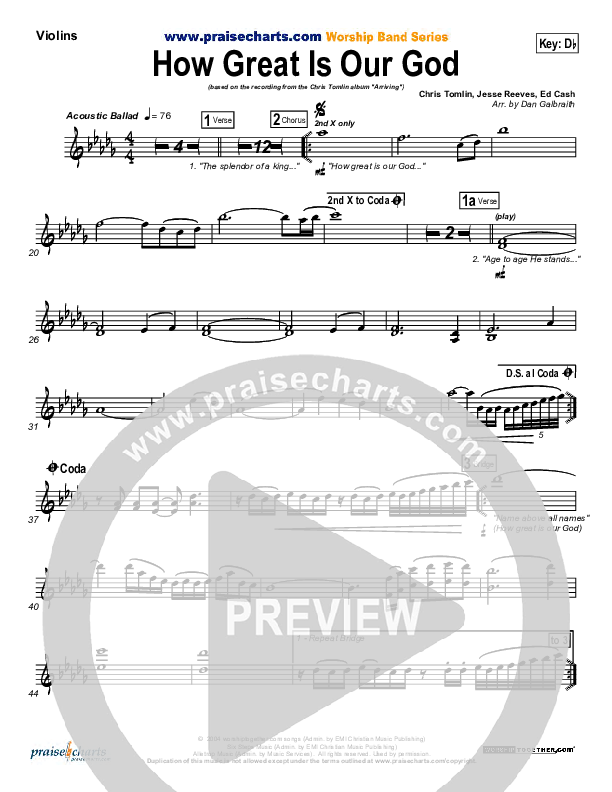 How Great Is Our God Violins (Chris Tomlin)