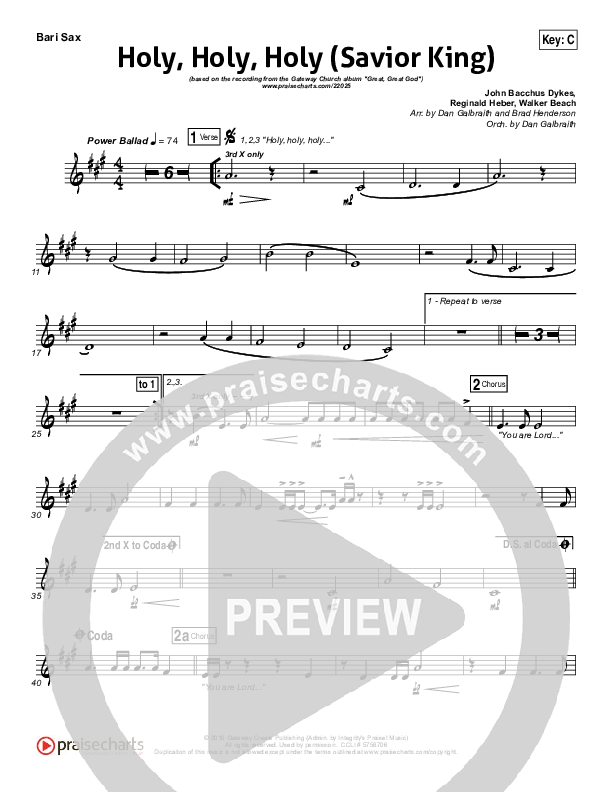 Holy Holy Holy (Savior King) Bari Sax (Gateway Worship)