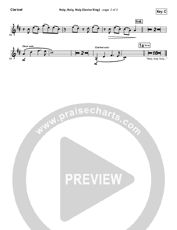 Holy Holy Holy (Savior King) Clarinet (Gateway Worship)