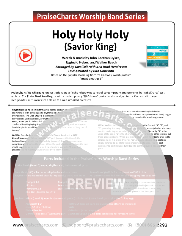 Holy Holy Holy (Savior King) Cover Sheet (Gateway Worship)