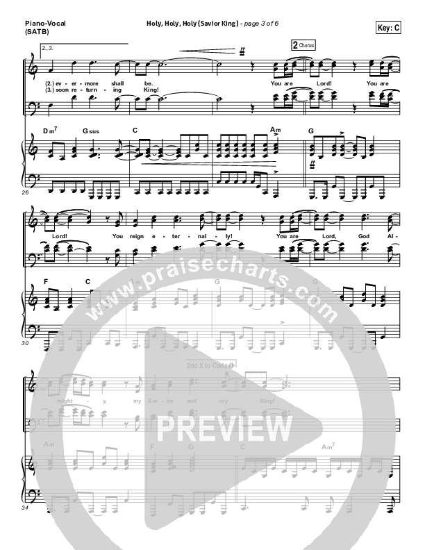 Holy Holy Holy (Savior King) Piano/Vocal Pack (Gateway Worship)