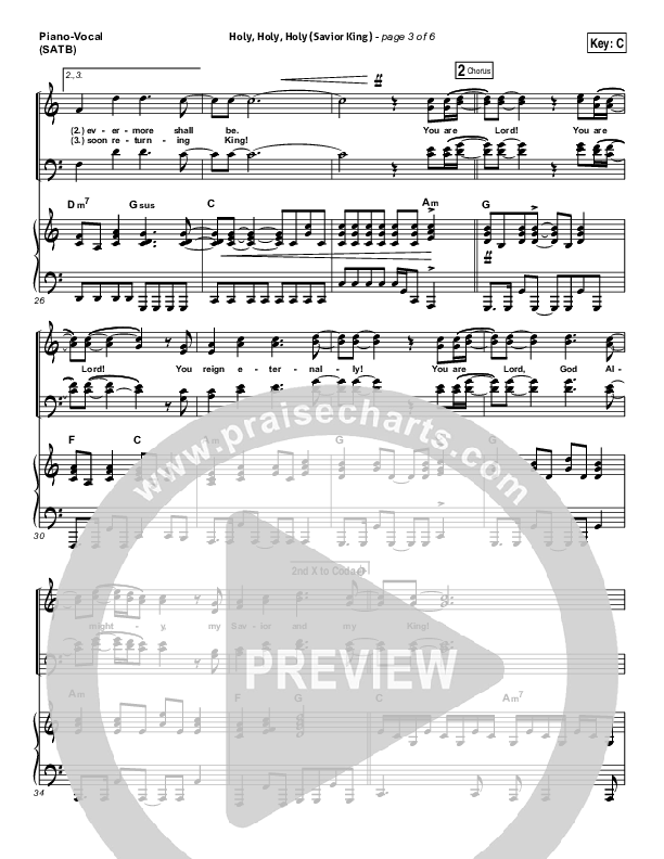 Holy Holy Holy (Savior King) Piano/Vocal (SATB) (Gateway Worship)