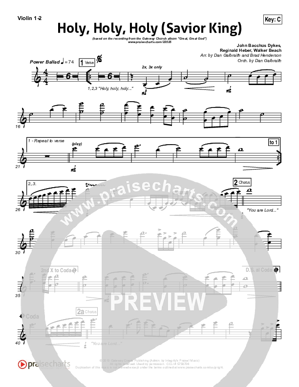 Holy Holy Holy (Savior King) Violin 1/2 (Gateway Worship)
