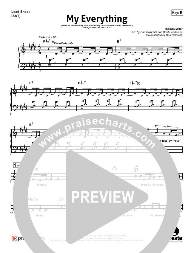 My Everything Sheet Music Pdf Gateway Worship Praisecharts