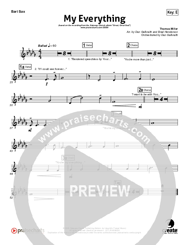 My Everything Bari Sax (Gateway Worship)