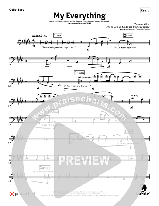 My Everything Cello/Bass (Gateway Worship)