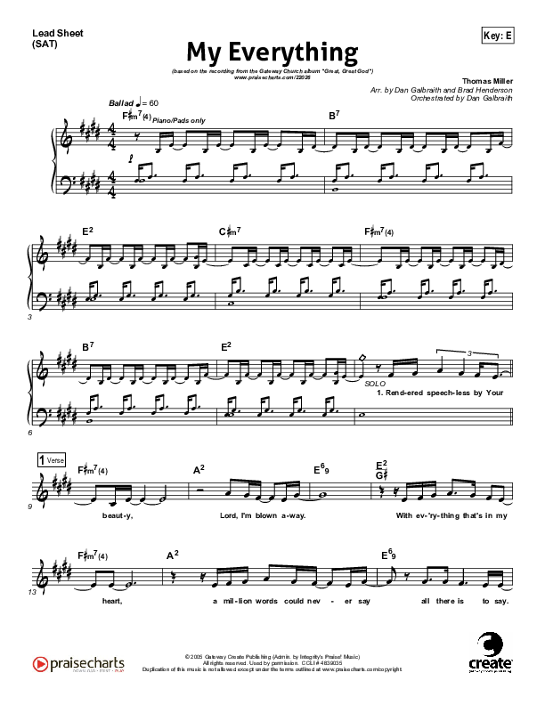 My Everything Lead Sheet (Gateway Worship)