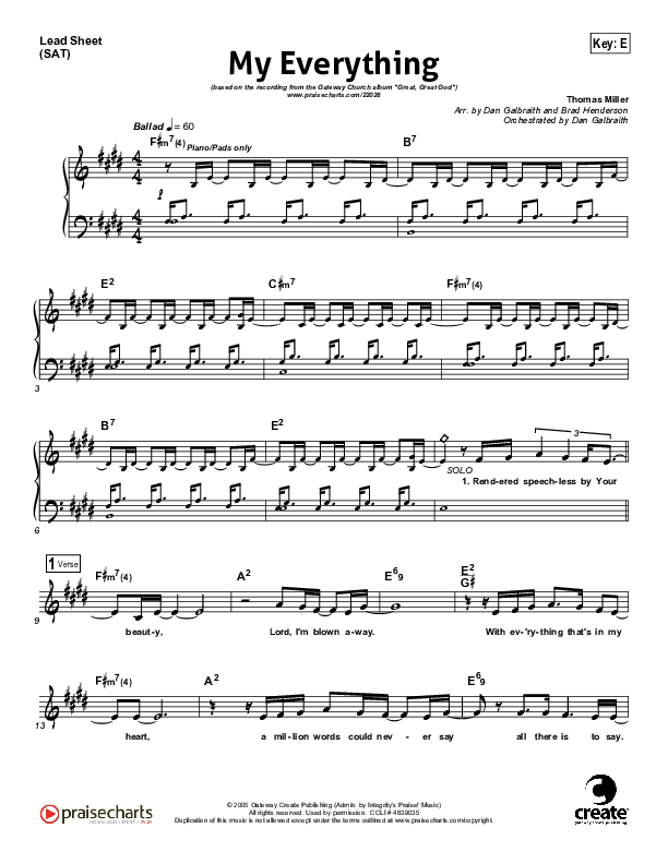 My Everything Lead Sheet (SAT) (Gateway Worship)