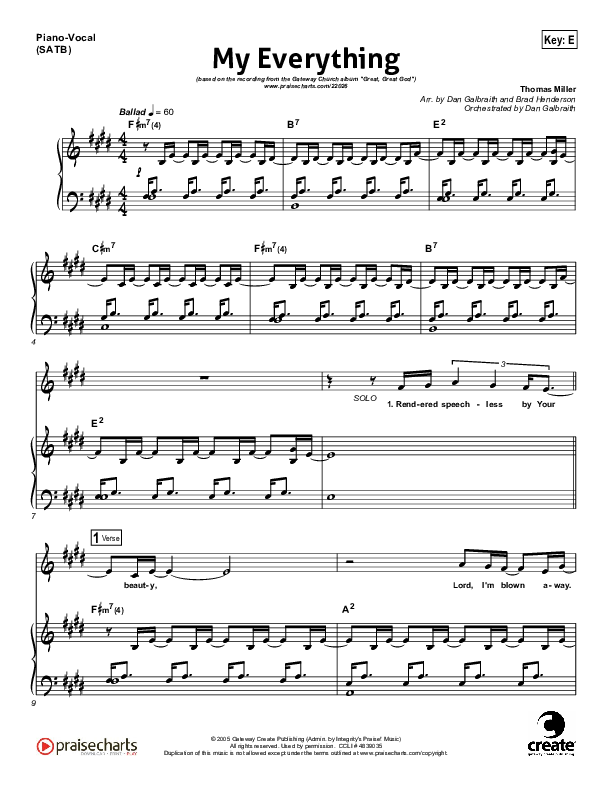 My Everything Piano/Vocal (Gateway Worship)