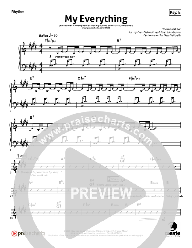 My Everything Rhythm Chart (Gateway Worship)