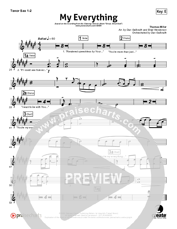 My Everything Tenor Sax 1/2 (Gateway Worship)