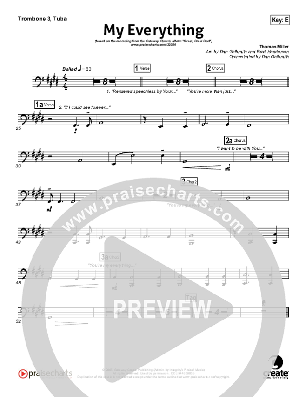 My Everything Trombone 3/Tuba (Gateway Worship)