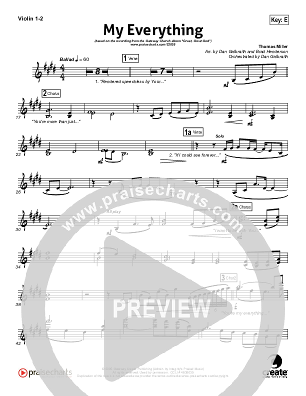 My Everything Violin 1/2 (Gateway Worship)