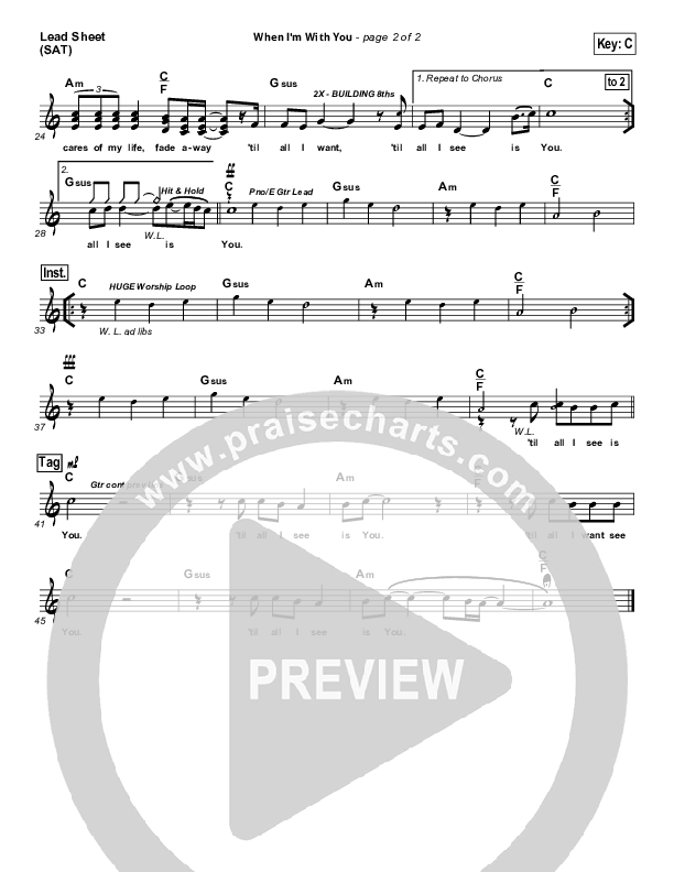 When I'm With You Lead Sheet (Gateway Worship)