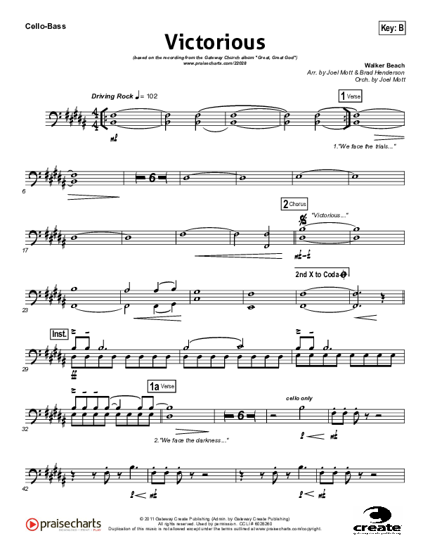 Victorious Cello/Bass (Gateway Worship)