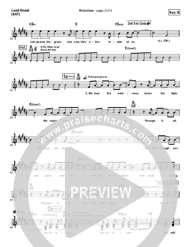 Victorious Lead Sheet (SAT) (Gateway Worship)