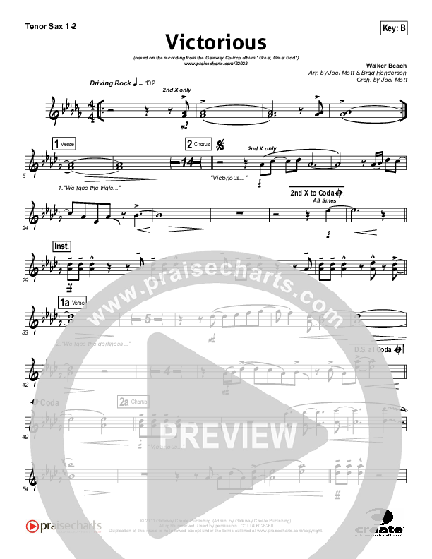 Victorious Tenor Sax 1/2 (Gateway Worship)