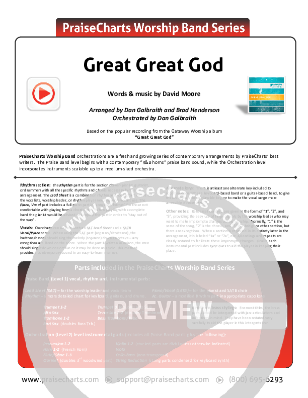 Great Great God Cover Sheet (Gateway Worship)
