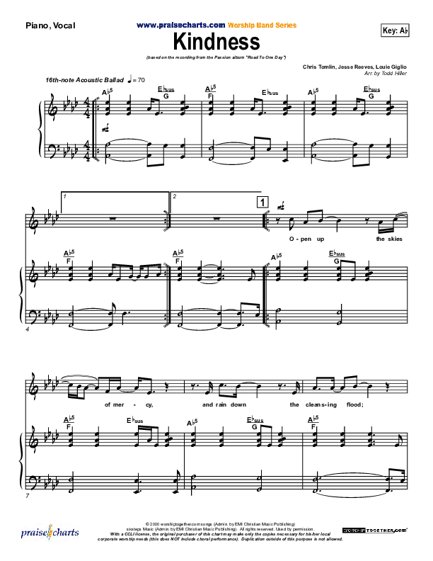Kindness Piano/Vocal & Lead (Chris Tomlin / Passion)