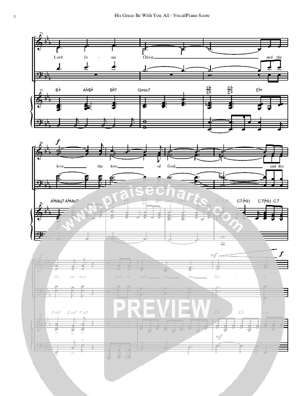 His Grace Be With You All Lead & Piano (David Arivett)