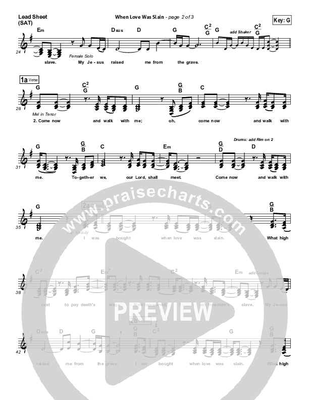 When Love Was Slain Lead (SAT) (Selah)